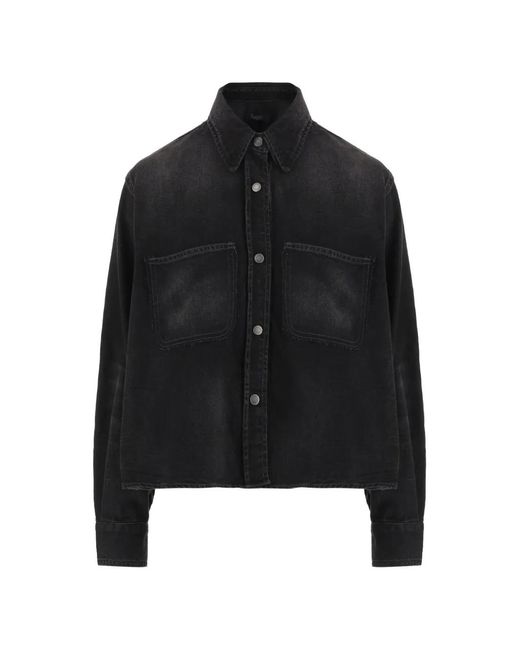 Haikure Black Faded-Effect Raw-Edge Shirt