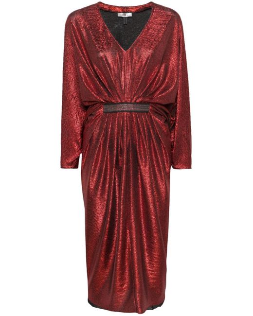 Robe plissée mi-longue à paillettes Nissa en coloris Red