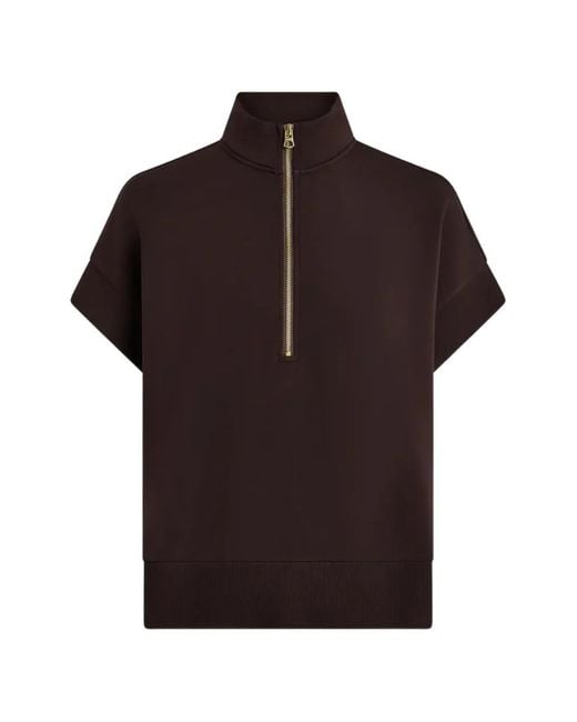 Varley Brown Ritchie Short-Sleeve Quarter-Zip Sweatshirt