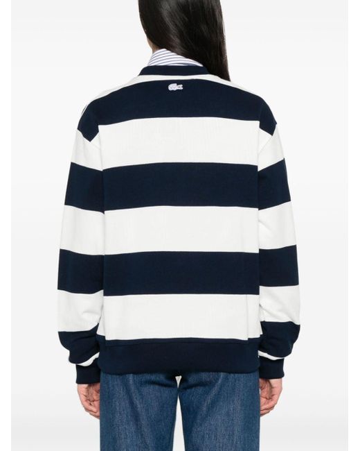 Lacoste Blue Embroidered-logo Striped Sweatshirt