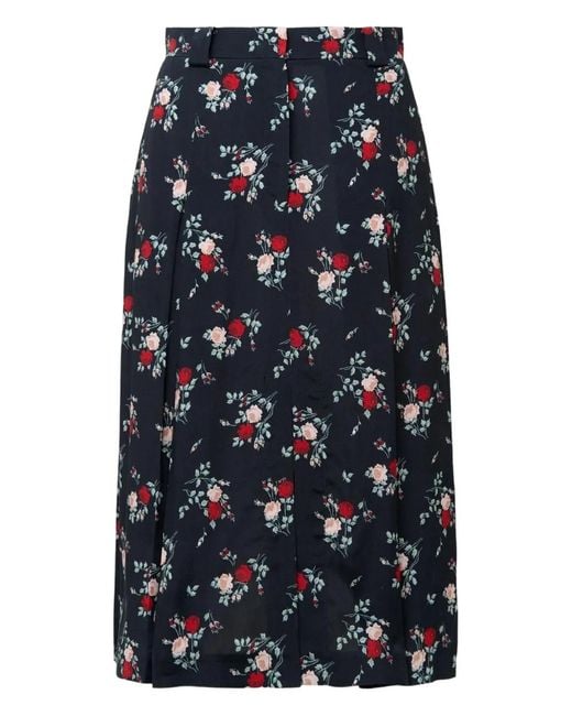 N°21 Blue Floral-Print Pleated Skirt