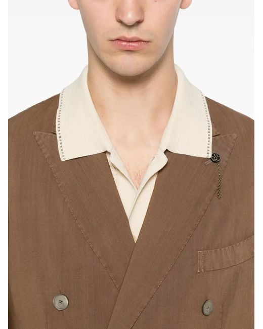 Santaniello Brown Double-Breasted Peak-Lapels Suit for men