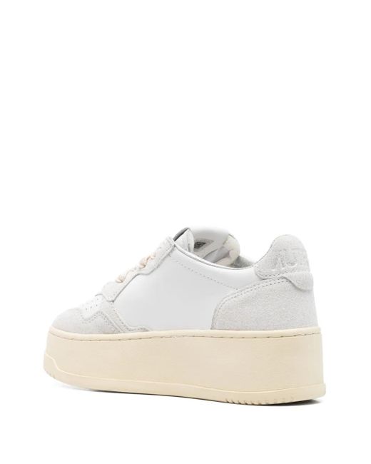 Autry White Platform Low Lea/Stars