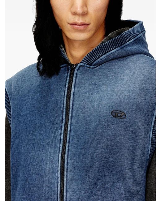 DIESEL Blue Hakel Logo-Detail Zip-Up Hoodie for men