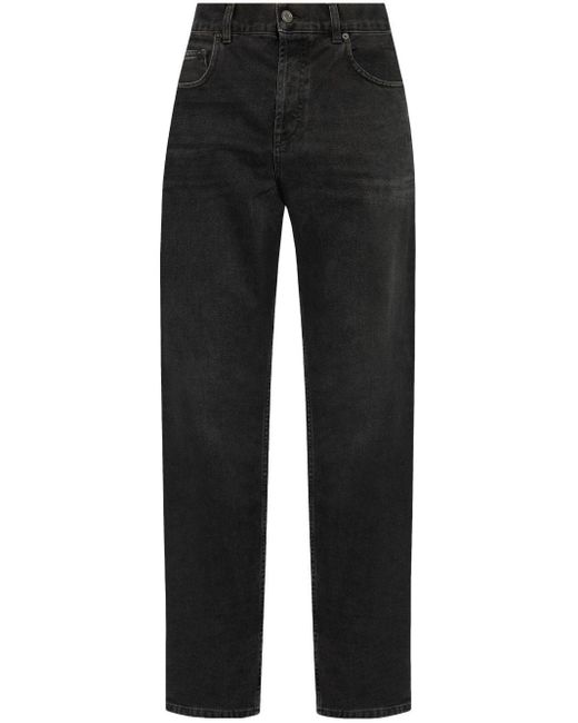 Jeans dritti a vita media di Saint Laurent in Black da Uomo