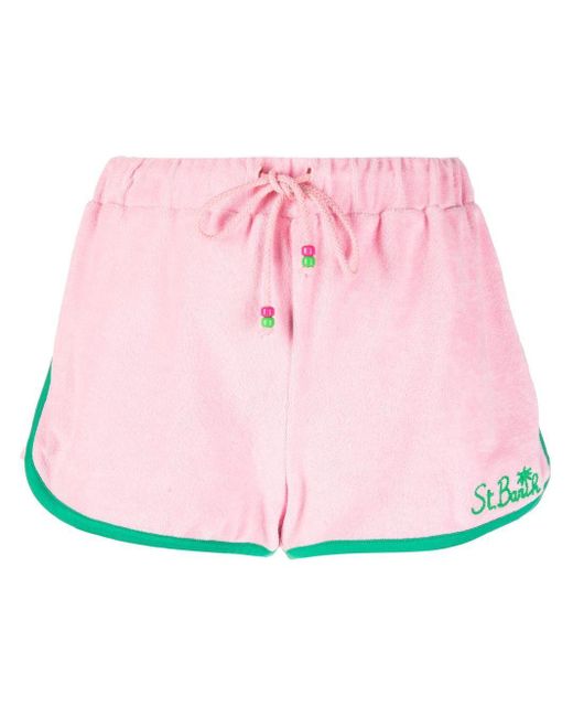 Mc2 Saint Barth Pink Sport-Shorts mit Logo-Print