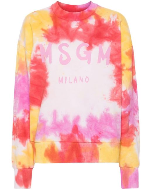 MSGM Pink Tie-dye Cotton Sweatshirt