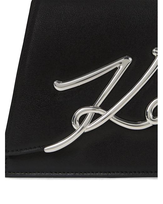 Karl Lagerfeld Black Medium K/Signature Leather Cross Body Bag
