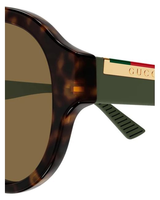 Gucci Brown Tortoiseshell Pilot Sunglasses for men