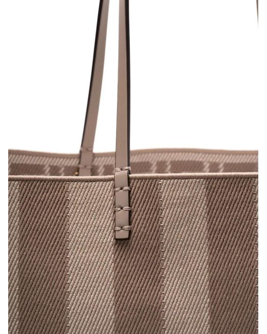 Fendi Brown Pequin Striped And Ff Fabric Roll Large Reversible Shopper Bags