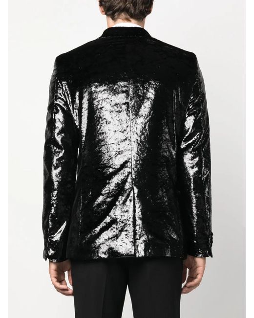 Philipp Plein Black Metallic-Effect Single-Breasted Blazer for men