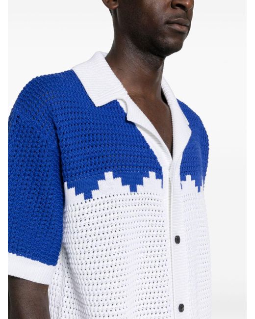 Marcelo Burlon Blue Two-tone Knitted Shirt for men