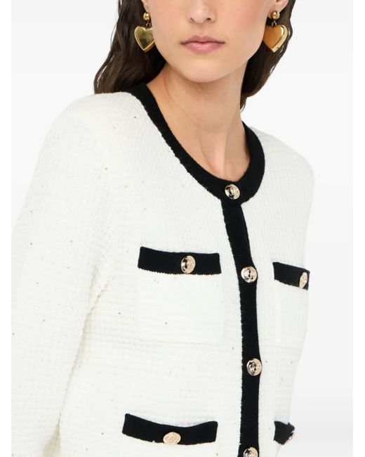 Liu Jo White Knit Button-fastening Jacket