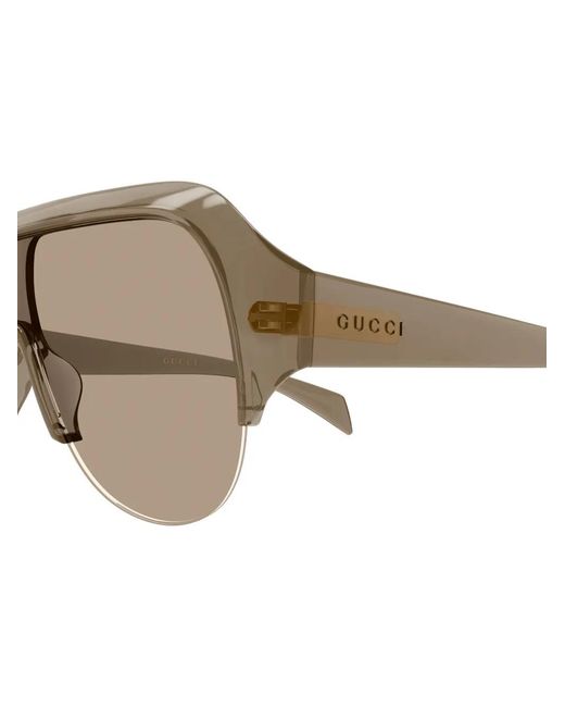 Gucci Gray Shield-Frame Pilot-Style Sunglasses