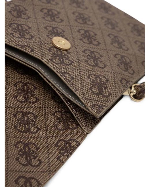 Guess Brown Logo-Print Crossbody Phone Bag