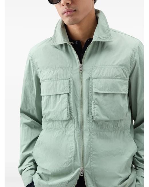 Woolrich Green Crinkle Shirt Jacket for men
