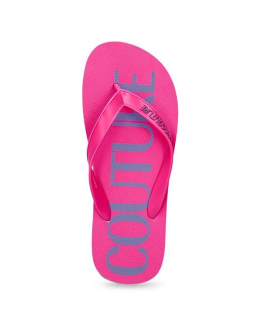 Versace Jeans Couture Pink Logo-Print Flip-Flops