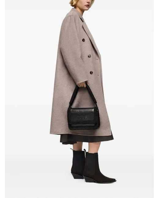 Tous ロゴエンボス ショルダーバッグ Black
