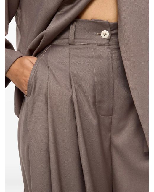 Hamza Brown Kimi Pleated Trousers