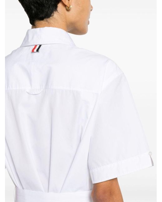 Robe-chemise en coton à coupe mi-longue Thom Browne en coloris White