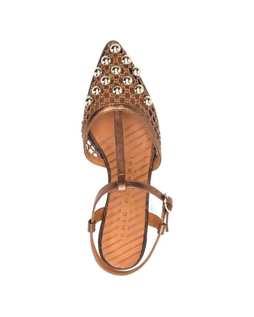 Chie Mihara Brown Hagila Studded Heeled Pumps