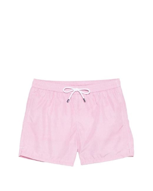 Fedeli Pink Drawstring Beach Shorts for men