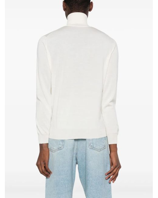 Dell'Oglio White Roll-Neck Knit Jumper for men