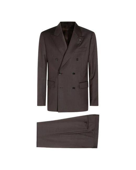 Lardini Black Double-Breasted Suit for men