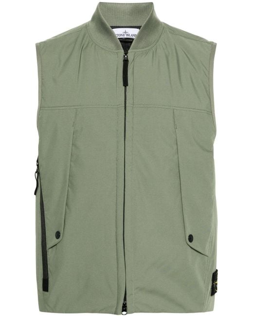 Stone Island Green Soft Shell Insulated Gilet for men