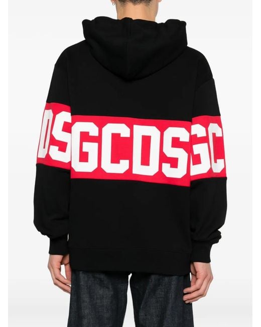 Gcds Red Logo-Stripe Hoodie for men