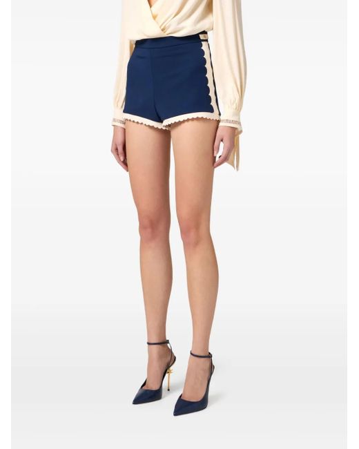 Elisabetta Franchi スカラップエッジ ショートパンツ Blue