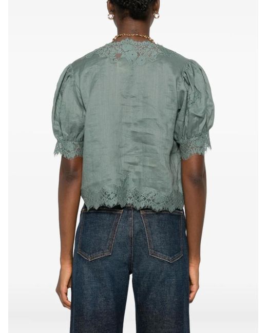 Blusa Idella con ribete de encaje Doen de color Blue