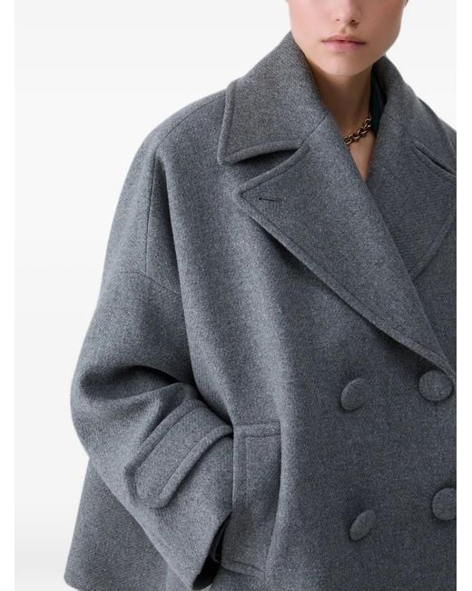 Liu Jo Gray Oversized Wool Coat