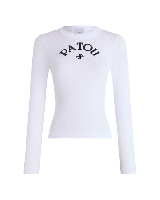 Patou White Logo-Print Long-Sleeve T-Shirt