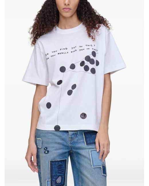 Marc Jacobs White Kastiges T-Shirt Mit Grafischem Print