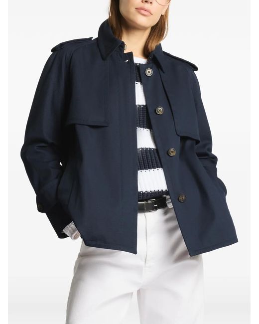 Fay Blue Buttoned Trench Jacket