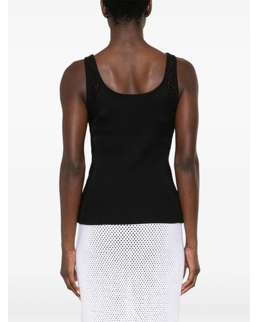 Sandro Black Lace-Trim Tank Top