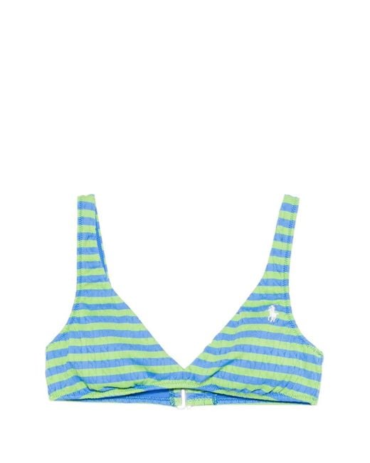 Polo Ralph Lauren Green Striped Bikini Top