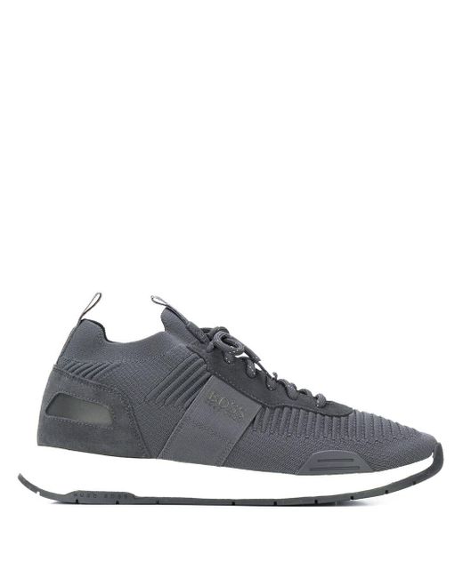BOSS by HUGO BOSS Leather Titanium Run Sneakers in Grey (Gray) for Men |  Lyst