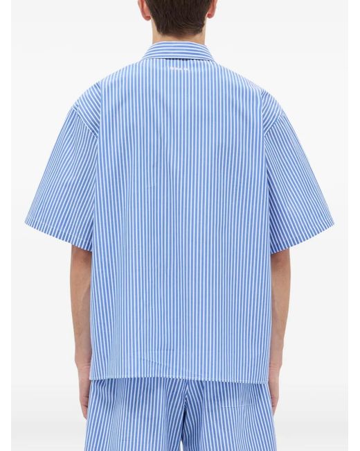 MSGM Blue Striped Short-Sleeve Shirt for men