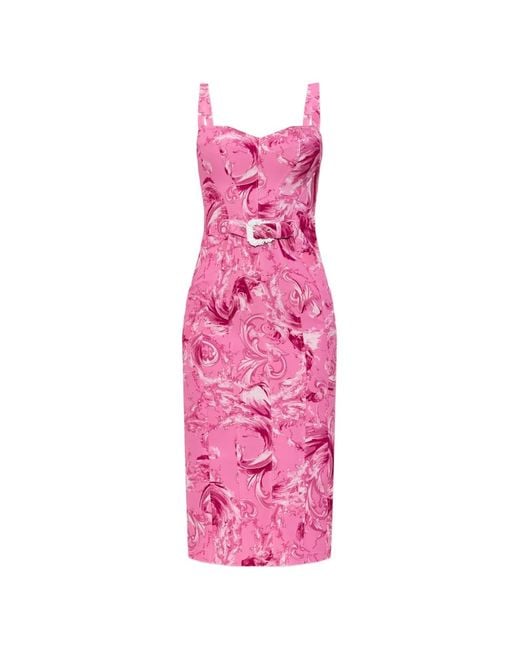 Versace Jeans Couture Pink Buckle Patterned Dress
