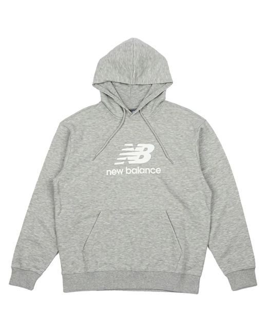 New Balance Gray Nb Essentials Stacked Logo Po Hoodie for men
