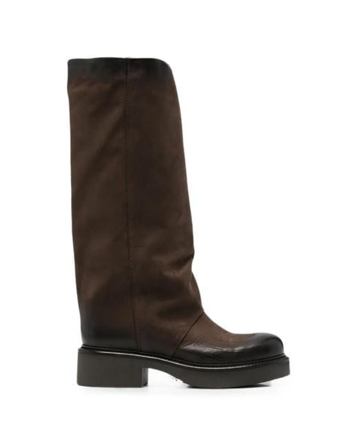 METISSE Black Leather Pull-On Boots