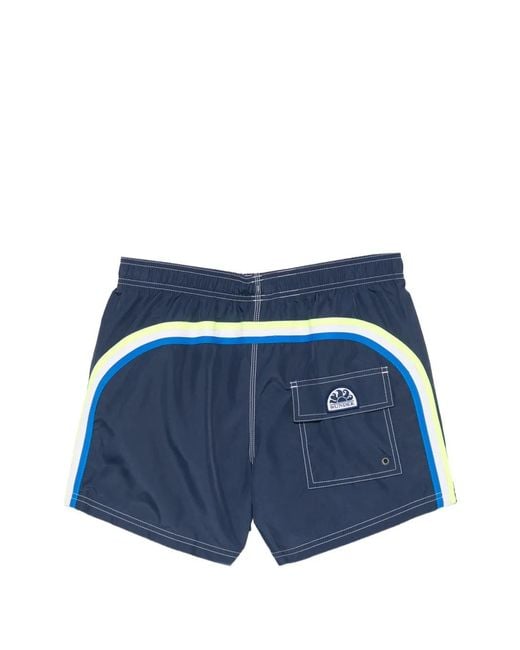 Sundek Blue Short De Bain À Patch Logo for men