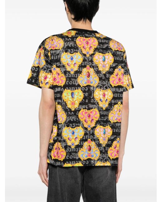 Versace Black Heart Couture Cotton T-shirt for men