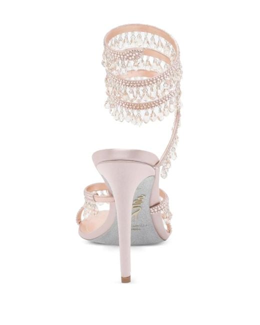 Rene Caovilla Pink 105Mm Crystal-Chandelier Heeled Sandals