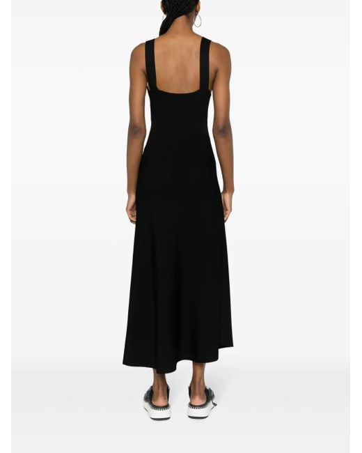 Moschino Black Flared Knitted Midi Dress