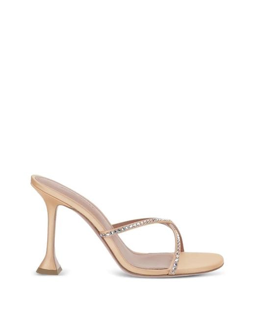 AMINA MUADDI Natural Sally Crystal-Embellished Sandals