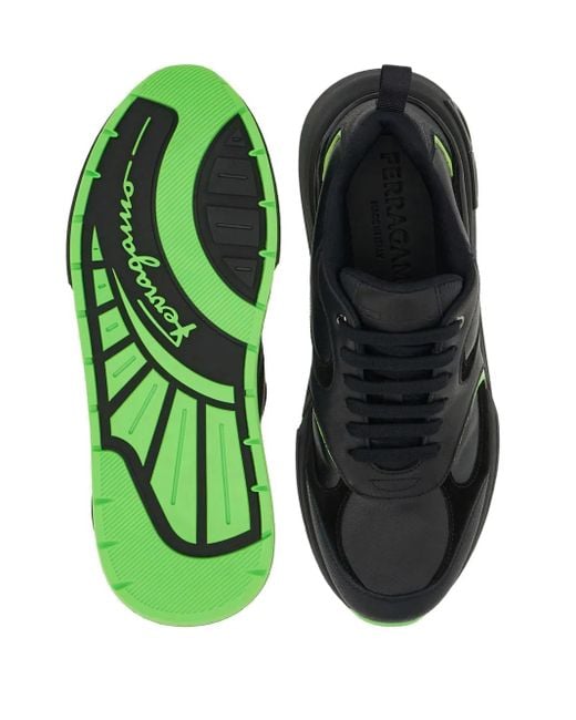 Ferragamo Green Sneaker With Color Inserts for men