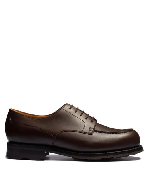 J.M. Weston Brown Rounded-toe Leather Derby Shoes for men